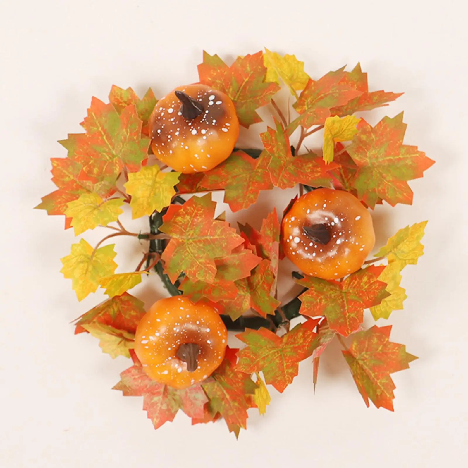Candle Rings Wreath Tabletop Fall Candle Holder Rings Ornament for Thanksgiving Harvest Festival Holiday Party Decoration