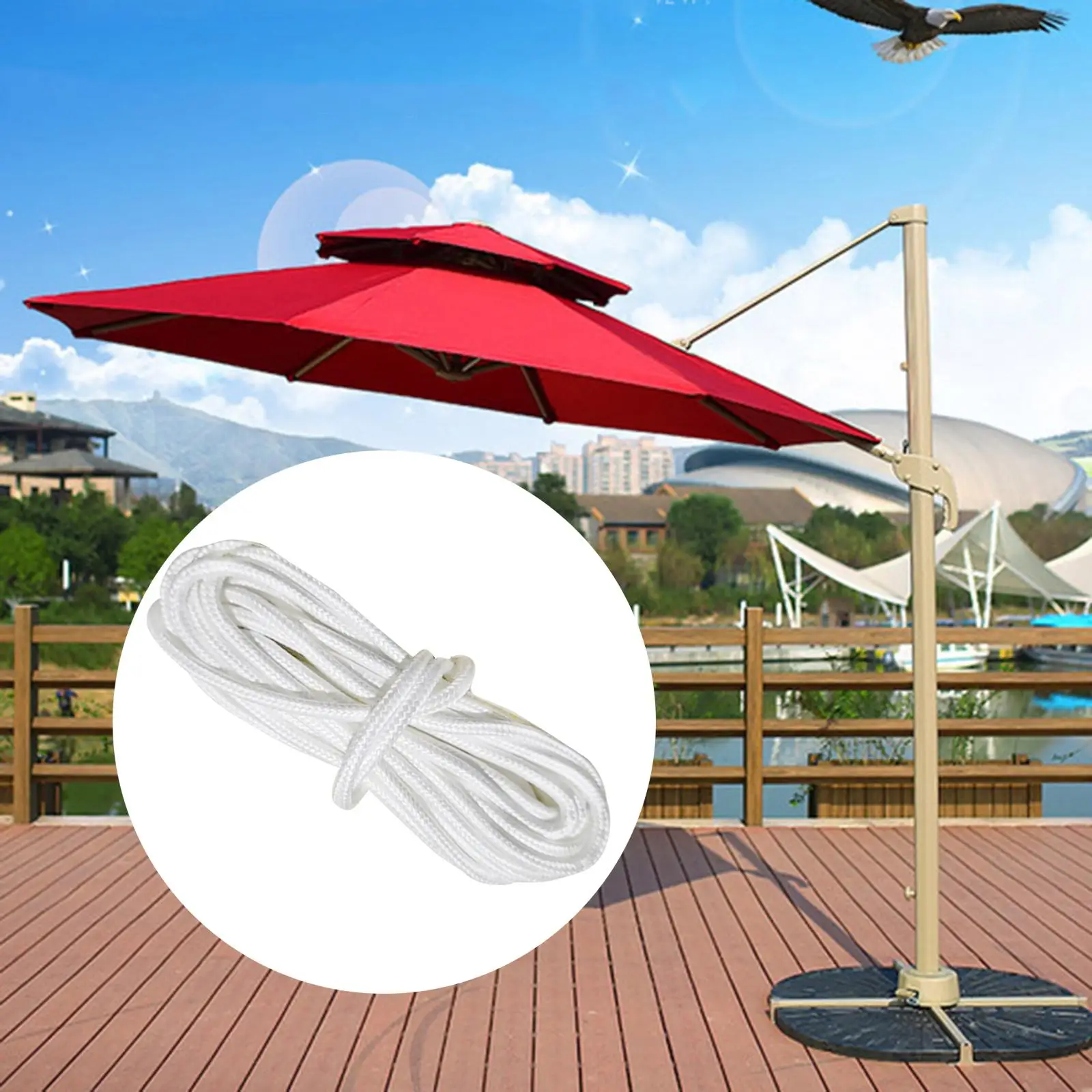 Patio Umbrella Cord Replacement Easy to Use Parts 12ft Patio Umbrella Cord Line for Picnic Patio Table Beach Courtyard Balcony
