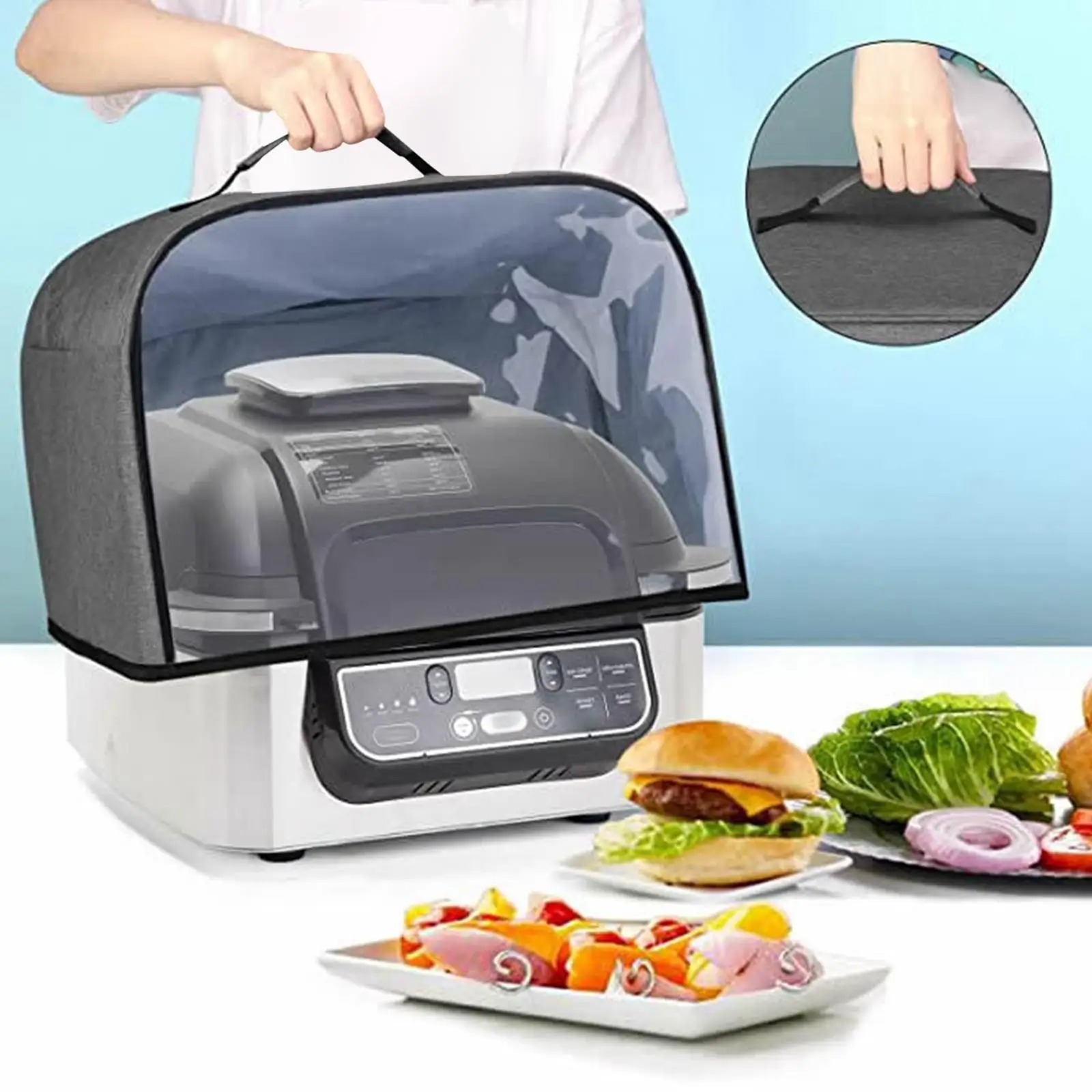 Household Grill Dust Cover Fingerprint Protection Clear Front Panel Dust Proof PVC Oxford Cloth Bread Dust Cover for Bread