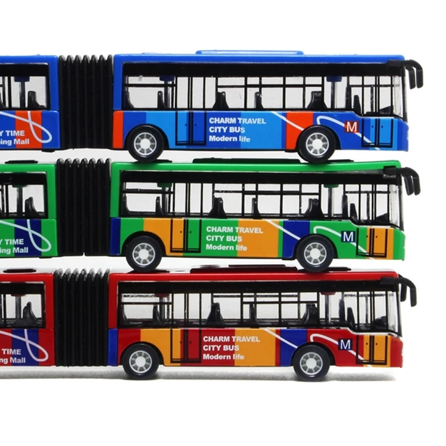 Ônibus urbano realista puxar para trás brinquedos modelo infantil