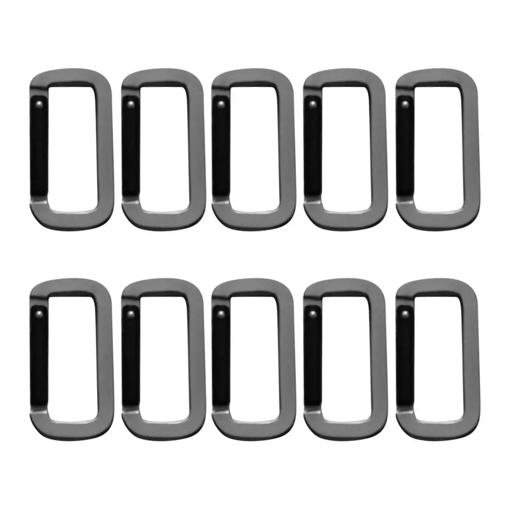 10pcs Aluminum  Multi-use Outdoor Rectangle Carabiners Keychain Buckle