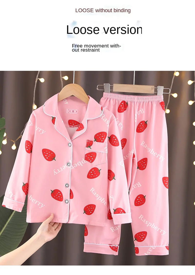 cheap pajama sets	 2022 New Children's Pajama Set Nightwear Long Sleeve Spring Printed Kids Boy Homewear Tracksuit Cute Girls Full Sleepwear Suit expensive pajama sets	