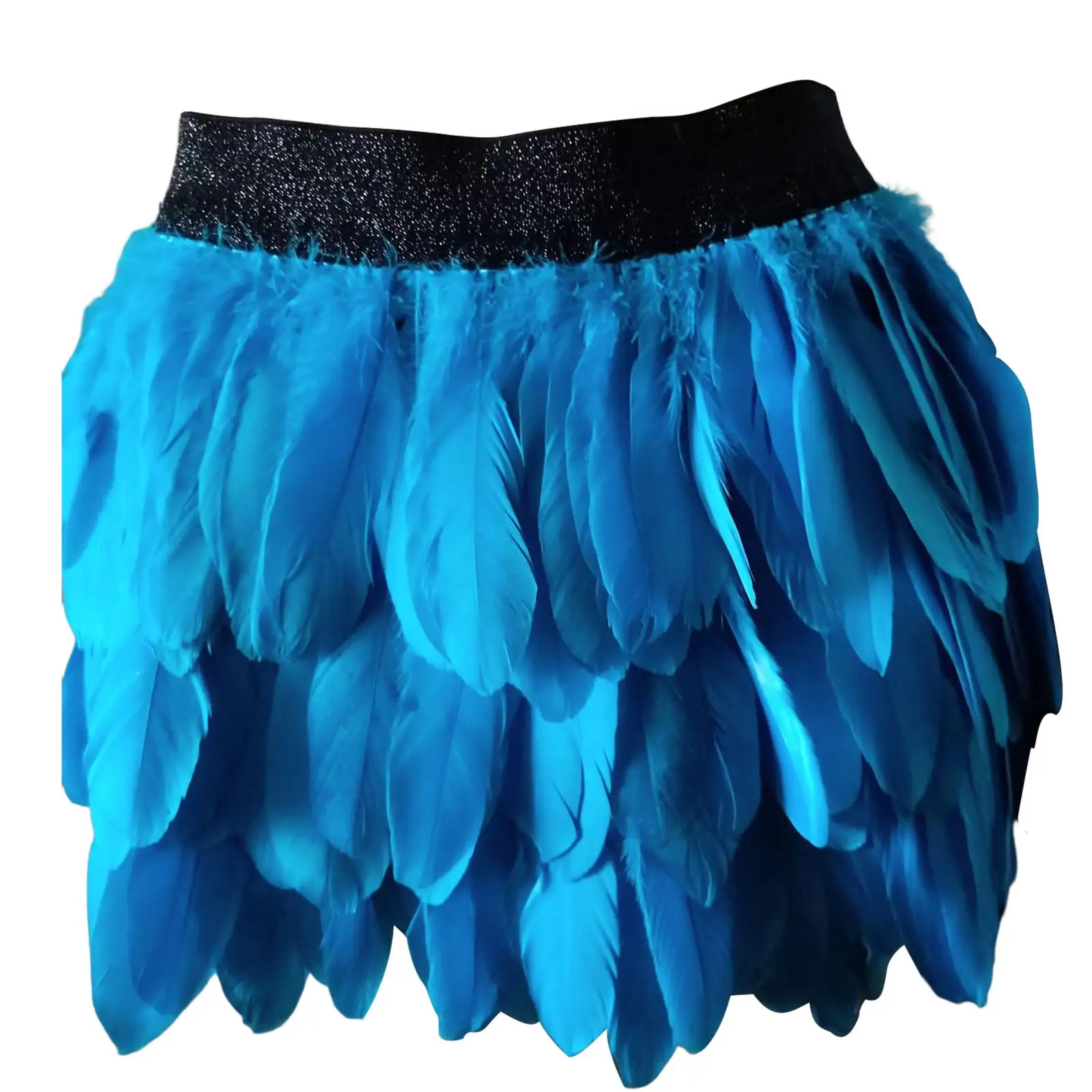 Mini Feathers Skirt Women Short Skirt Adjustable Waist Elastic Fringe Fashion Casual Dance for Festival Wedding