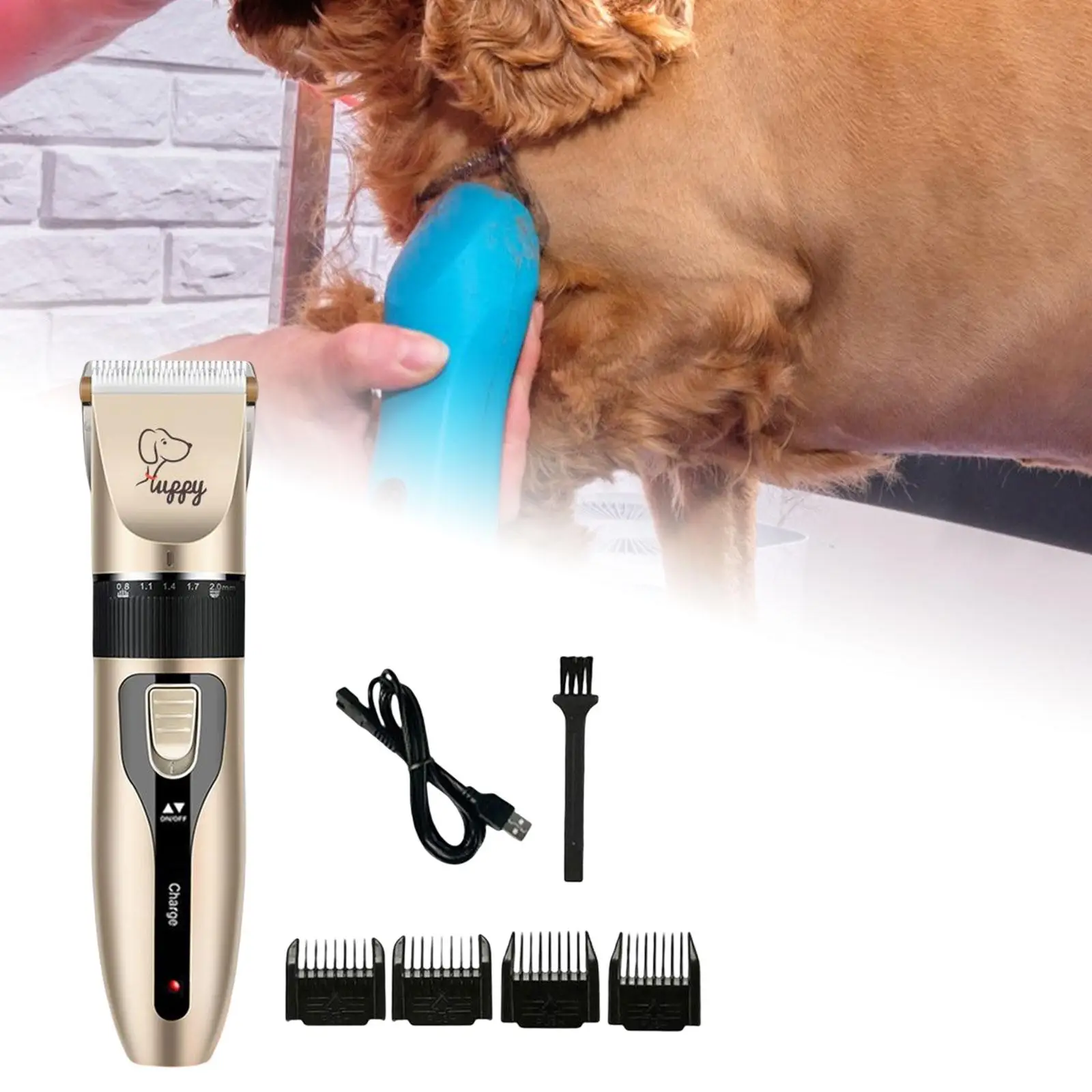 Dog Hair Clippers with 4 Interchangeable Head Detachable Pet Grooming
