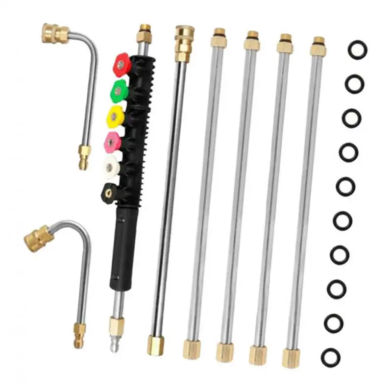 1/4inch Pressure Washer Extension  Set 6 Nozzle Tips U And 90 Deg Curved Rod