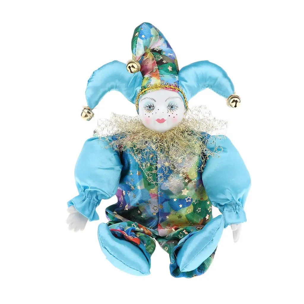  Porcelain Hanging Feet Small Clown Doll,  and desk Display Ornaments, A