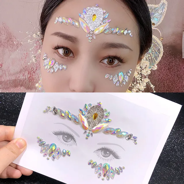 Face Gems Stickers Forehead Rhinestone Tattoos For Stag Festival Party Eyes  Makeup Glitter Jewels Flash Tattoos For Women Girls - Temporary Tattoos -  AliExpress