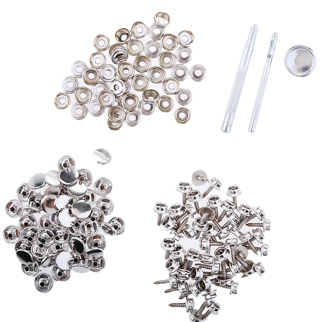 153 Pieces Stainless Steel Boat Marine 15mm Fastener  Button Socket Press  Kit