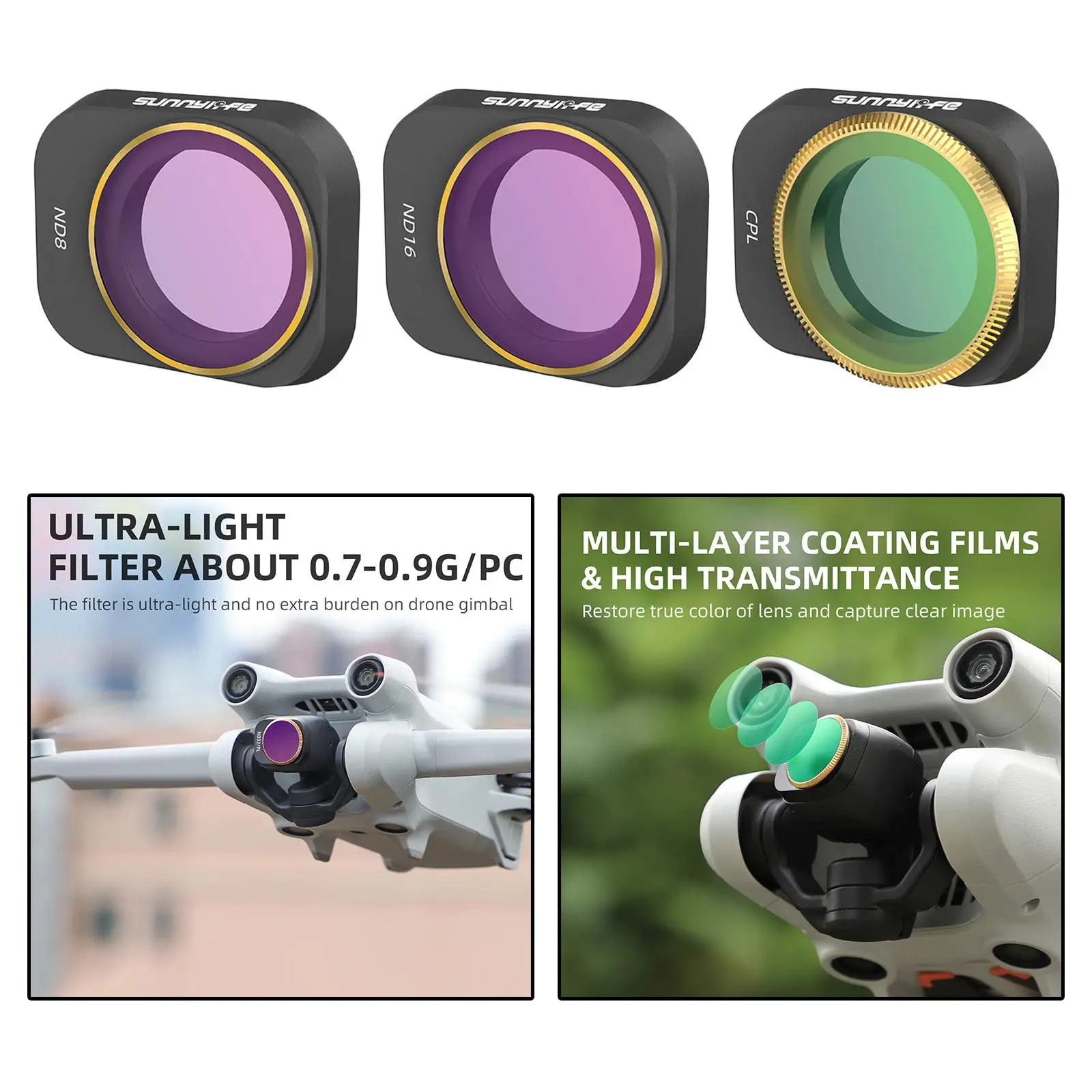 3x Cpl/ND8/ND16 Lens Filters Set for DJI Mini 3 Pro Quadcopter Drone Spare Parts
