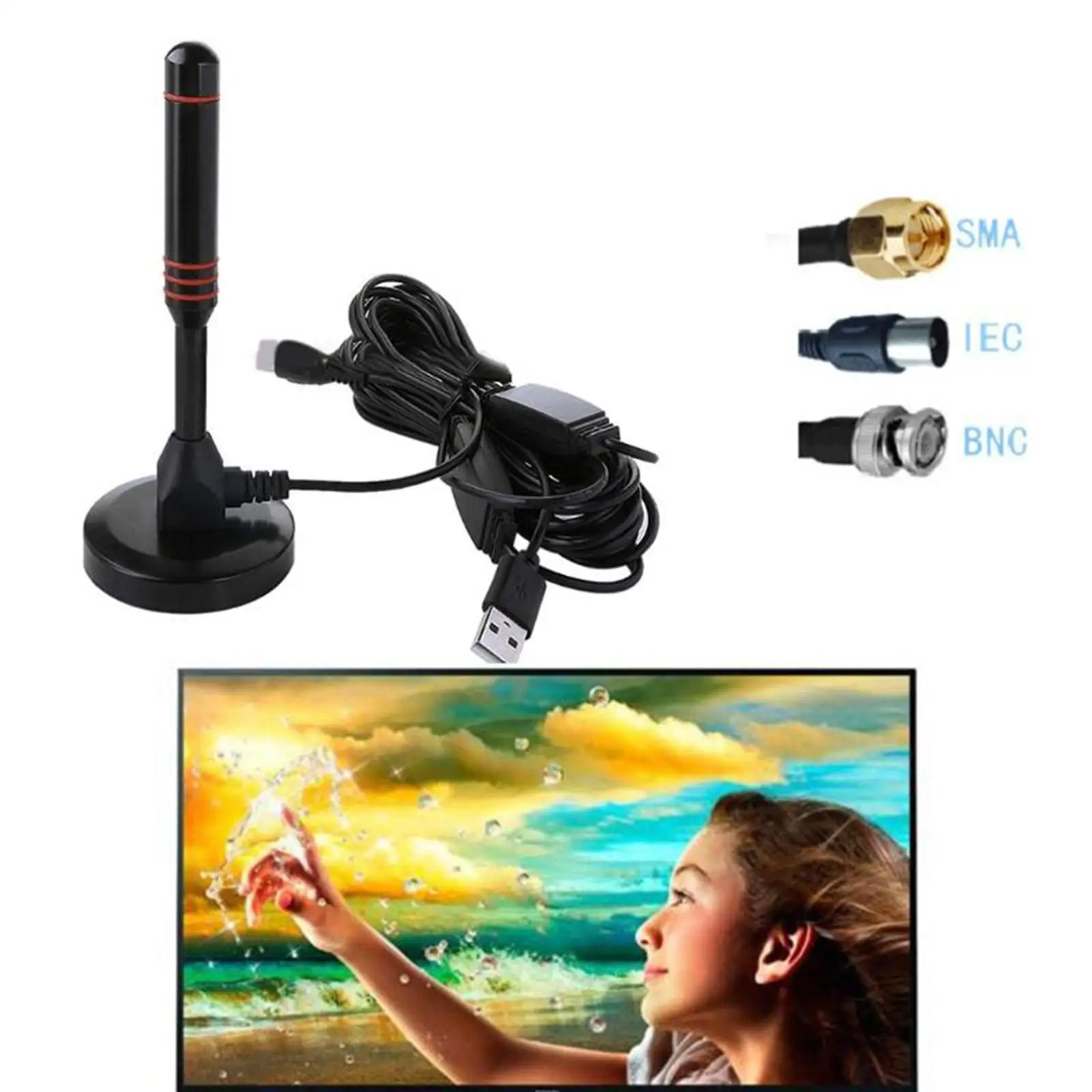 , Indoor Digital TV  with Amplifier  Up to 300 Miles Range, Support 1080P VHF
