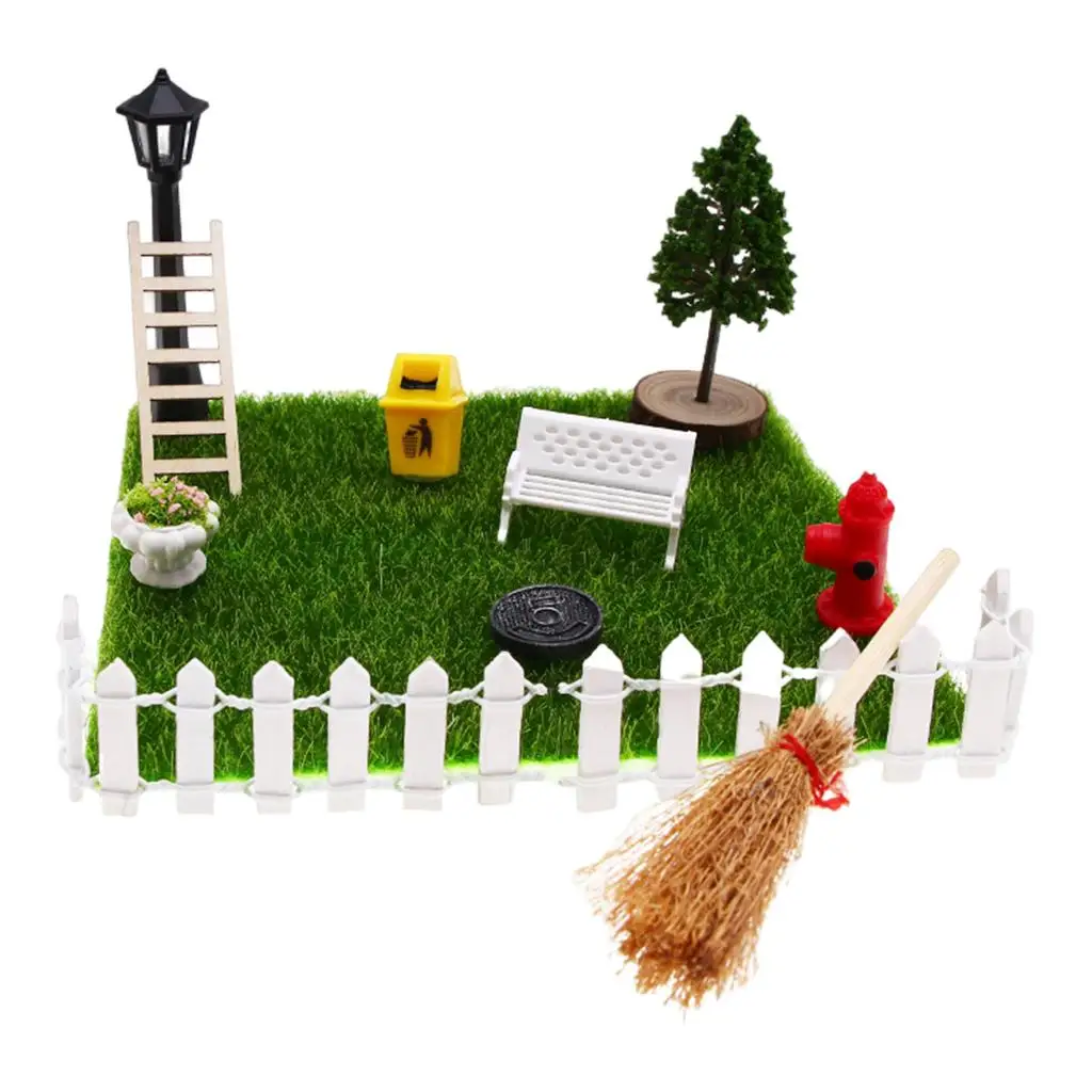 Miniature Dollhouse Garden Accessories, Garden DIY Kit Photography Props Landscape Ornaments 12 Pieces 1/12 for House Decor