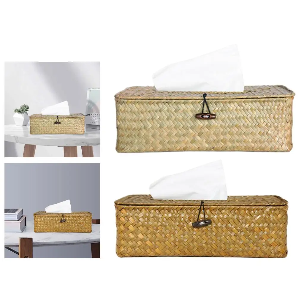 Seagrass Tissue Box Napkin Holder Dispenser Pumping Paper Case Home Decor