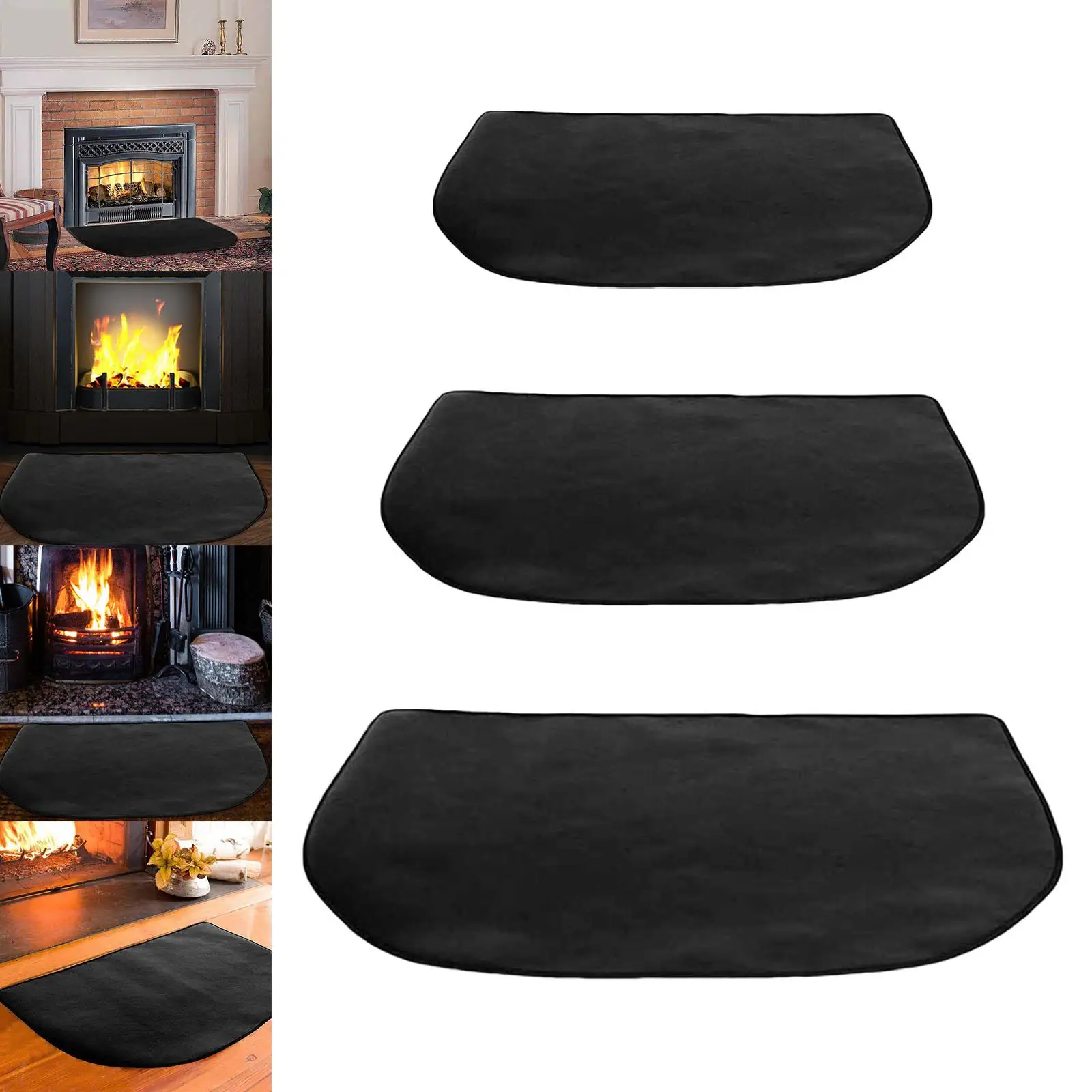 Fireproof Mat Black Protective Pad Heat for Fireplaces Camping Grill