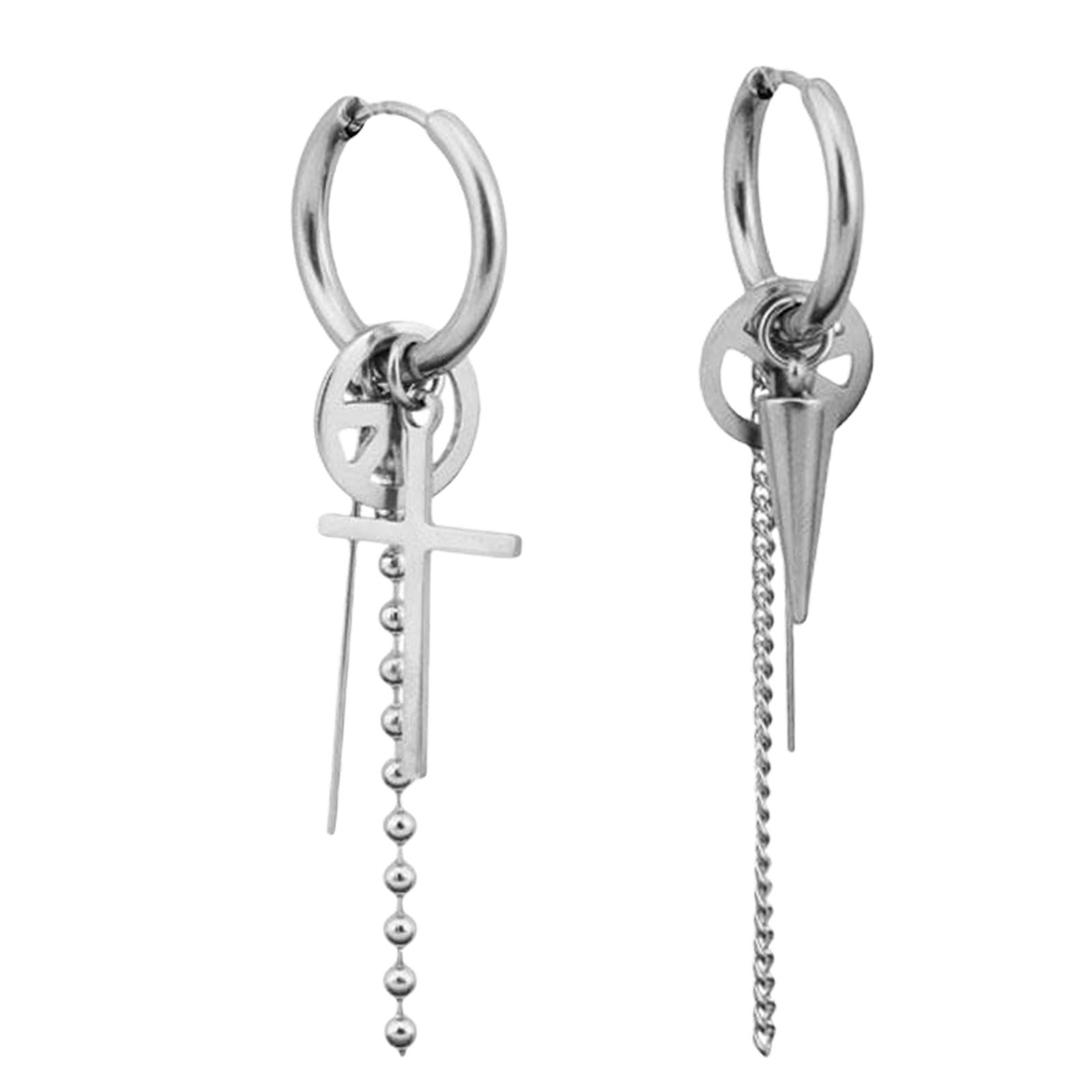Punk Long Tassel Earring Stainless Steel for Daily Life Film Festival Men