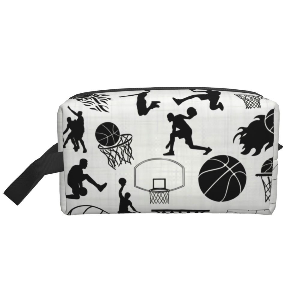 Flaming Basketball Maquiagem Bag para Mulheres Viagem