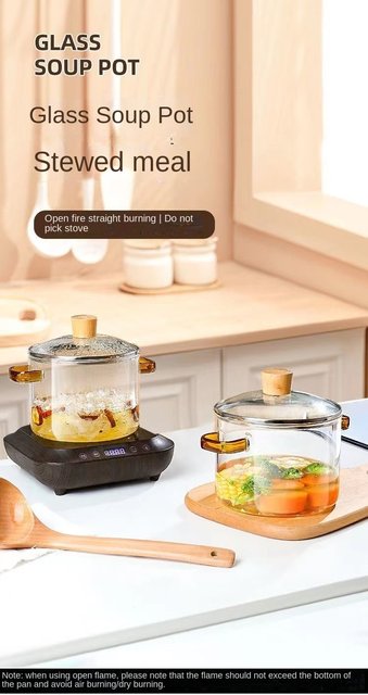 Thick Bottom Pots Fine Stewed Dial Cooking Pots Glass Band Cover Clear  Cooking Ustenes Of Cuisine Double Ear Handle Glass Pan - Cookware Sets -  AliExpress