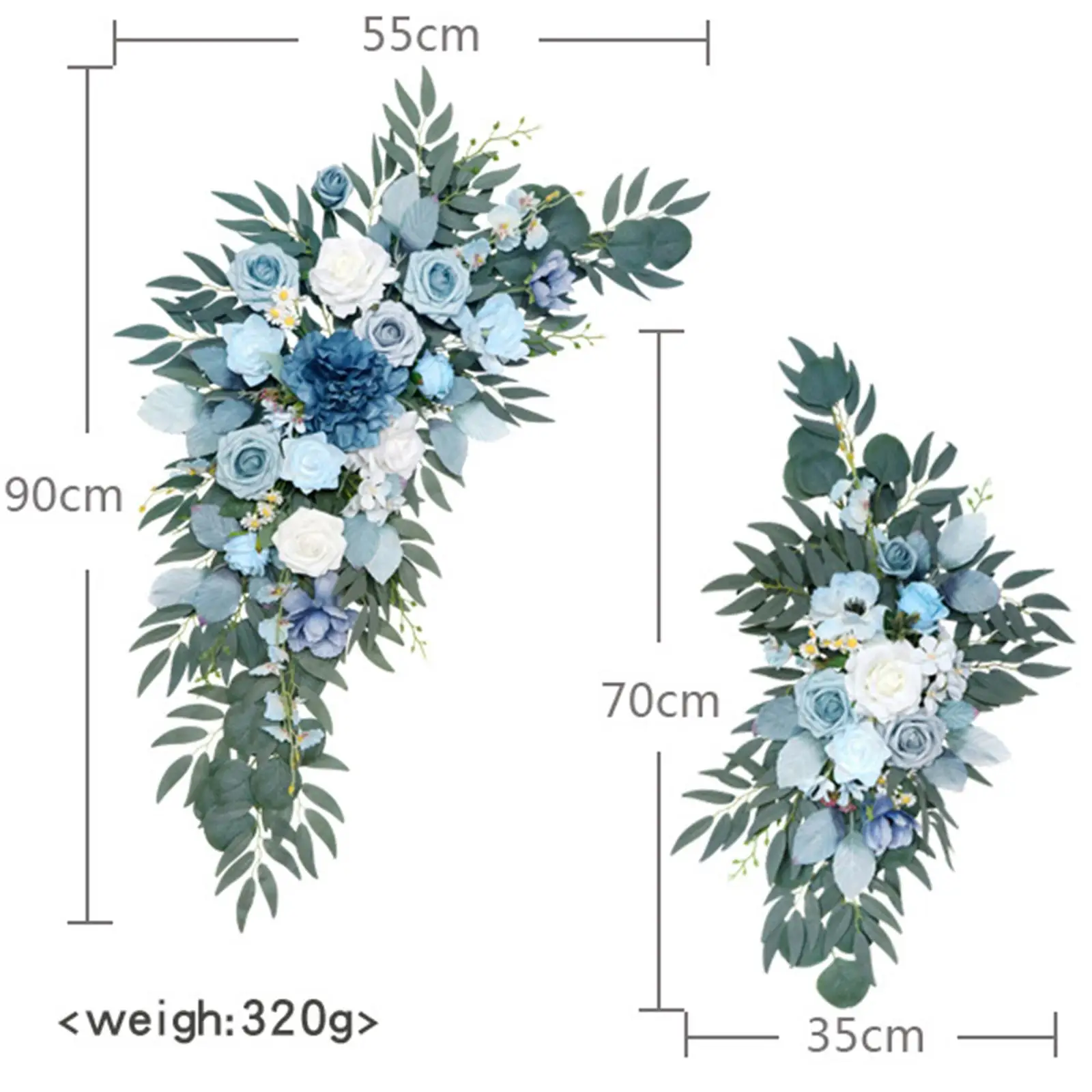 2Pcs Hanging Artificial Flower Swag Centerpiece Wedding Arch Flower for Living Room Wall Ceremony Wedding Background Decor