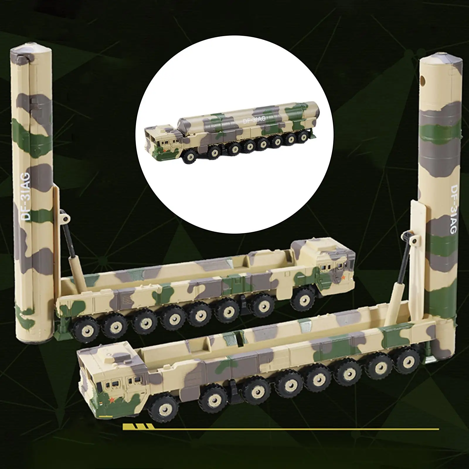 Simulation 1/100 Scale DF -31 Nuclear Missile Vehicle for Desktop Ornaments