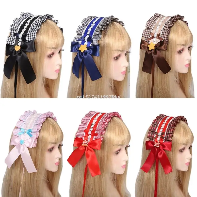 Girls Cartoon LOLITA Hair Band Bow Tie Rabbit Plush Headband Prom Headpiece