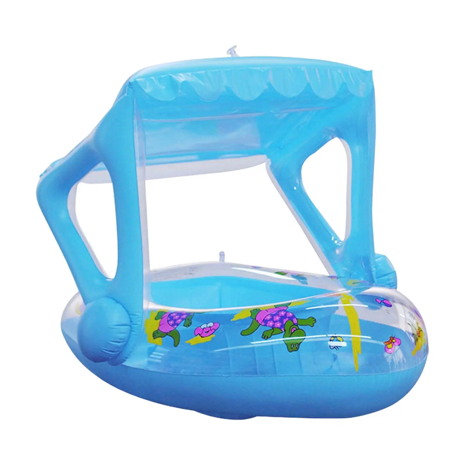 Kids Float Rings with Canopy Learn Swim Bathtub Toys Swimming Float with Sunshade for Kids Children Boys and Girls