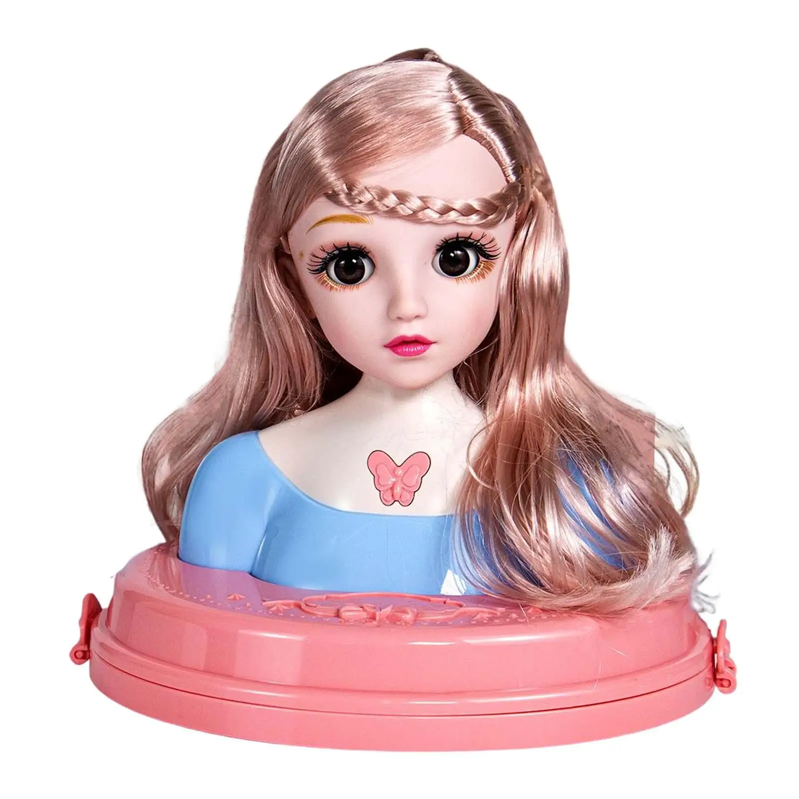 Fashion Doll Styling Head Toy Movable Eyelids Doll Hair Styling Toy for Girls Kids Gifts