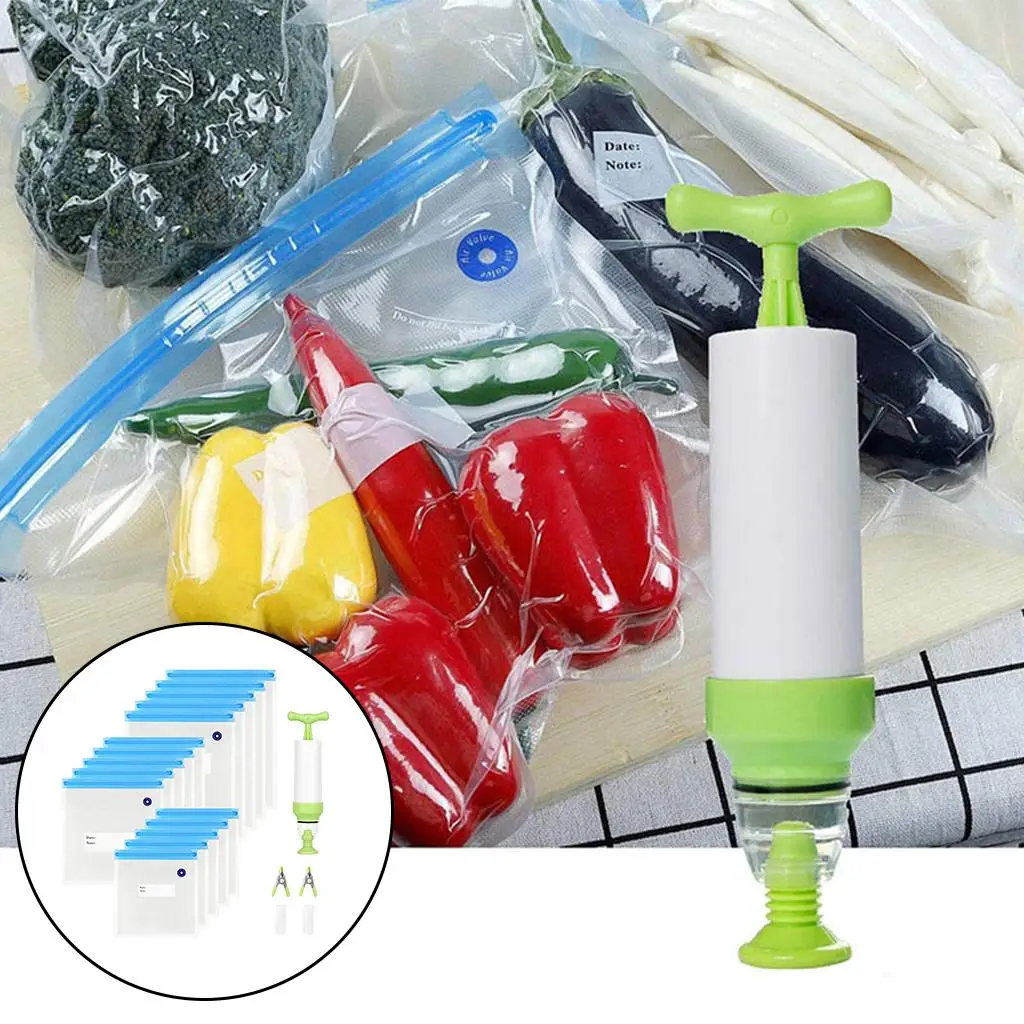 Sous Vide Bag 15 Reusable Bags Vacuum Sealer for Food Storage & Pump Clips