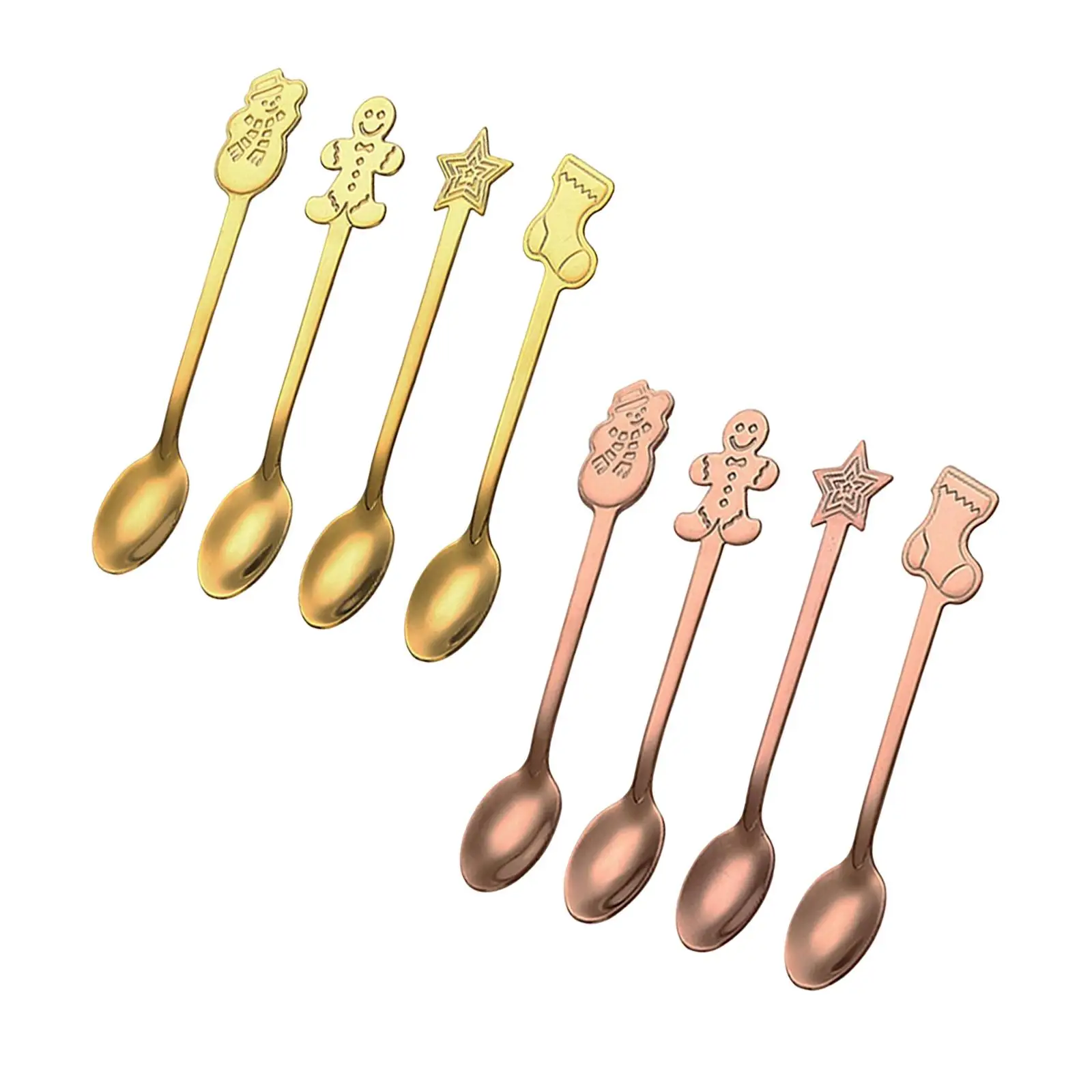 4x Christmas Coffee Spoons Stirring Spoon Stainless Steel Spoon Espresso Spoons Kitchen for Party Dining Room Cafe Dessert Cake