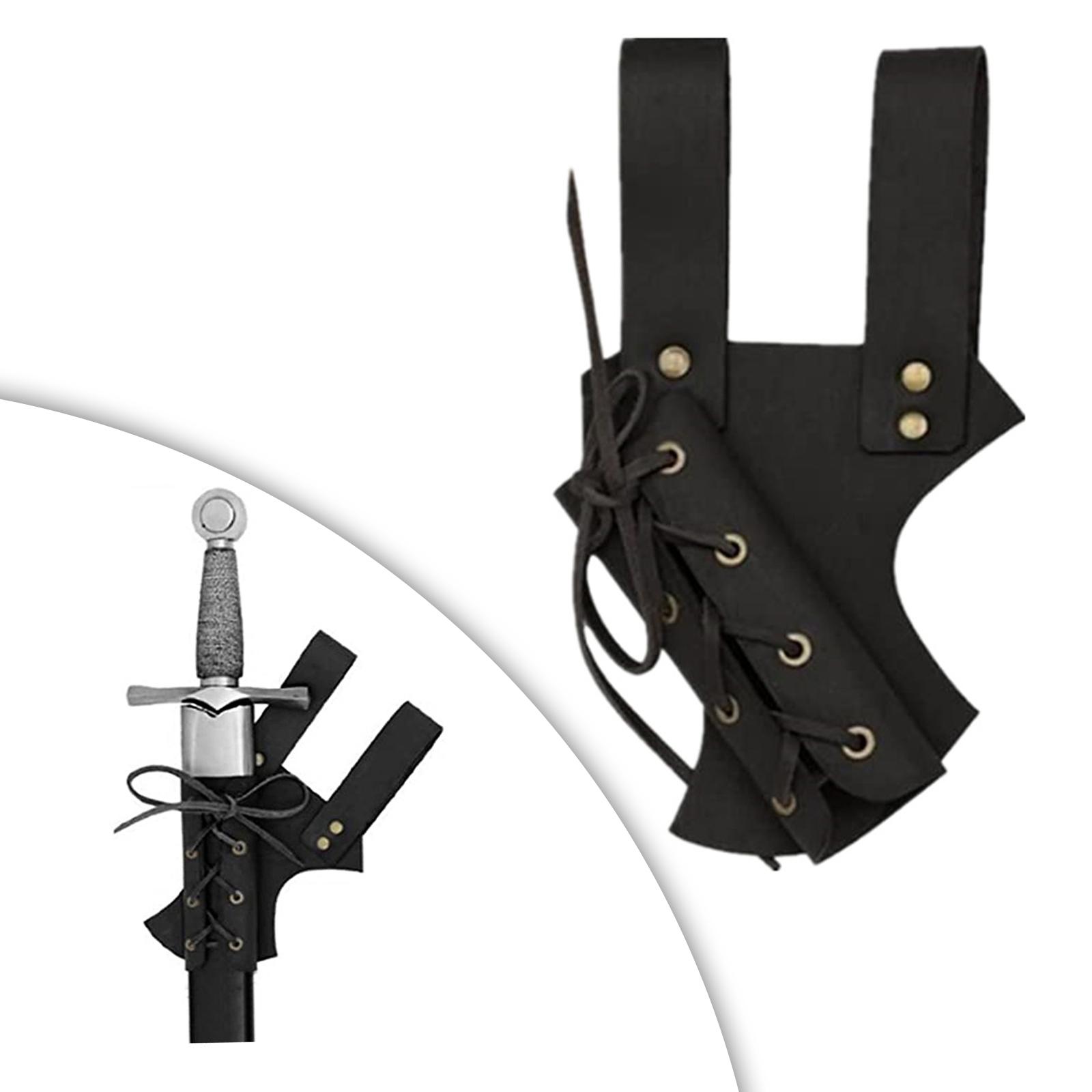 Medieval PU Leather Belt Sword Sheath Knight Dagger Cutlass Waist Scabbard for Men Pirate Cosplay Party Performance Stage Show