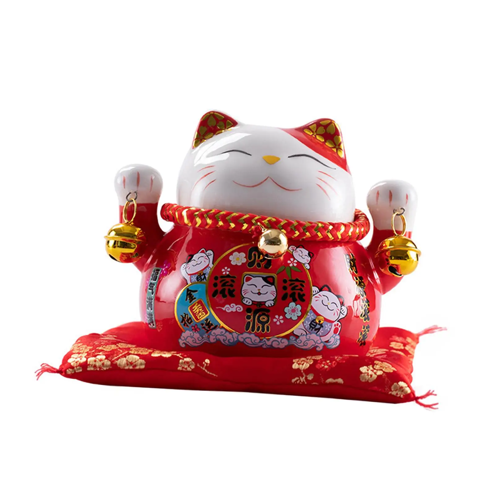 Lucky Cat Money Bank Ceramic Ornament Animal Statue for Table Decoration