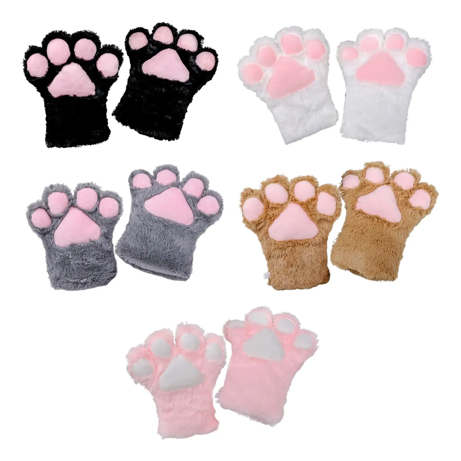  Paw Gloves Half Finger Gloves Warm Pv Flannel Soft for Performance Outdoor Hiking Halloween Winter Daughter