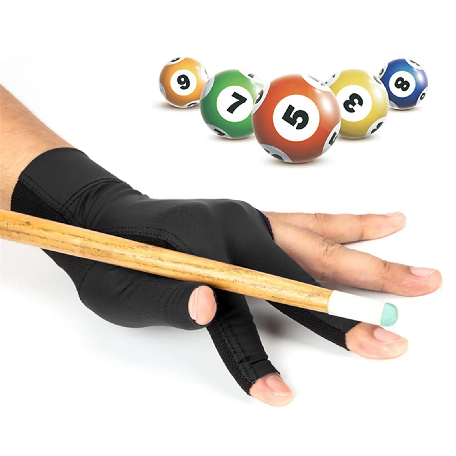 Non Slip 3 Finger Billiards Gloves High Elasticity for Player Glove