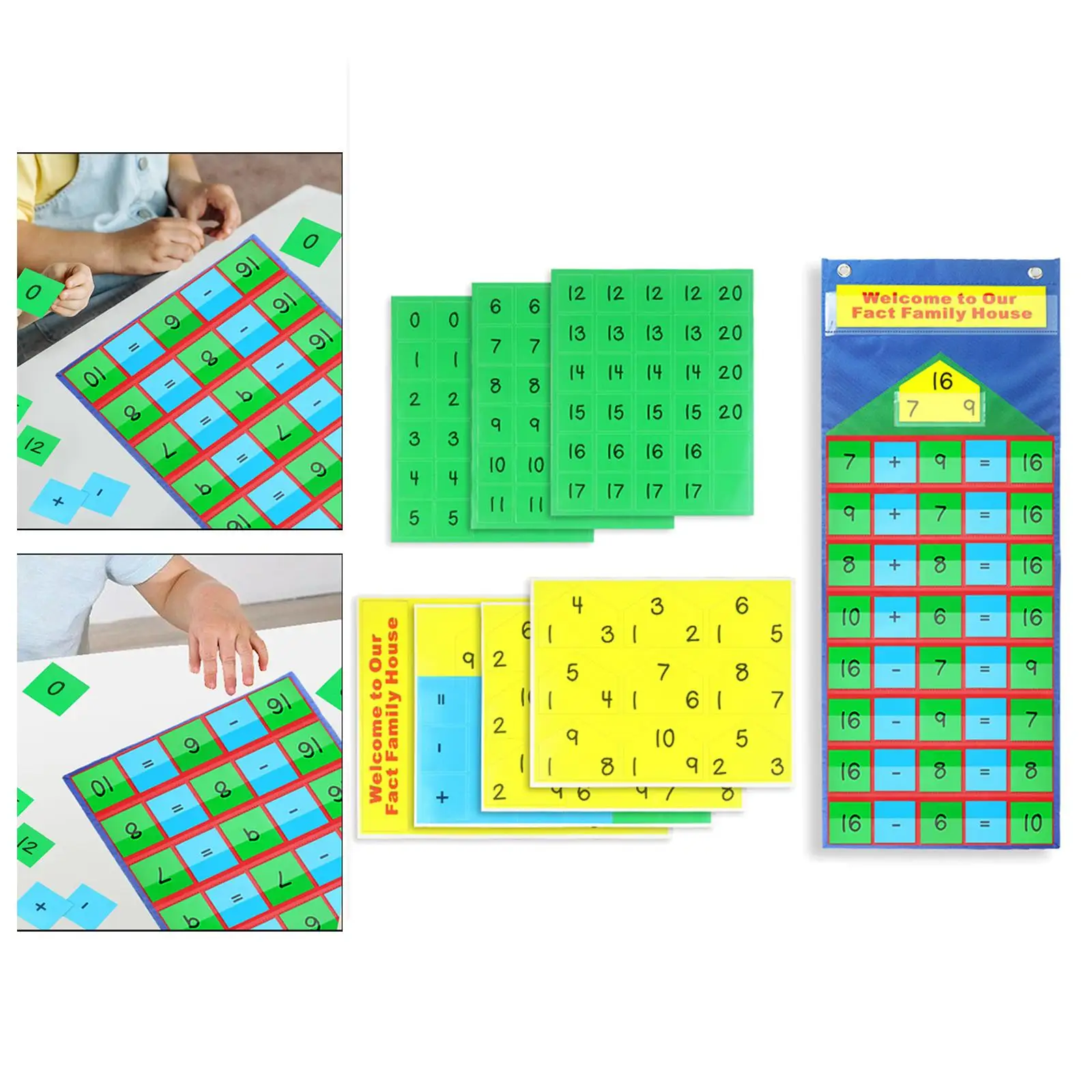 Daily Math Calendar Classroom Pocket Chart with 129 Cards Teaching Aid Math Activities Hanging Bag for 3 Years Old