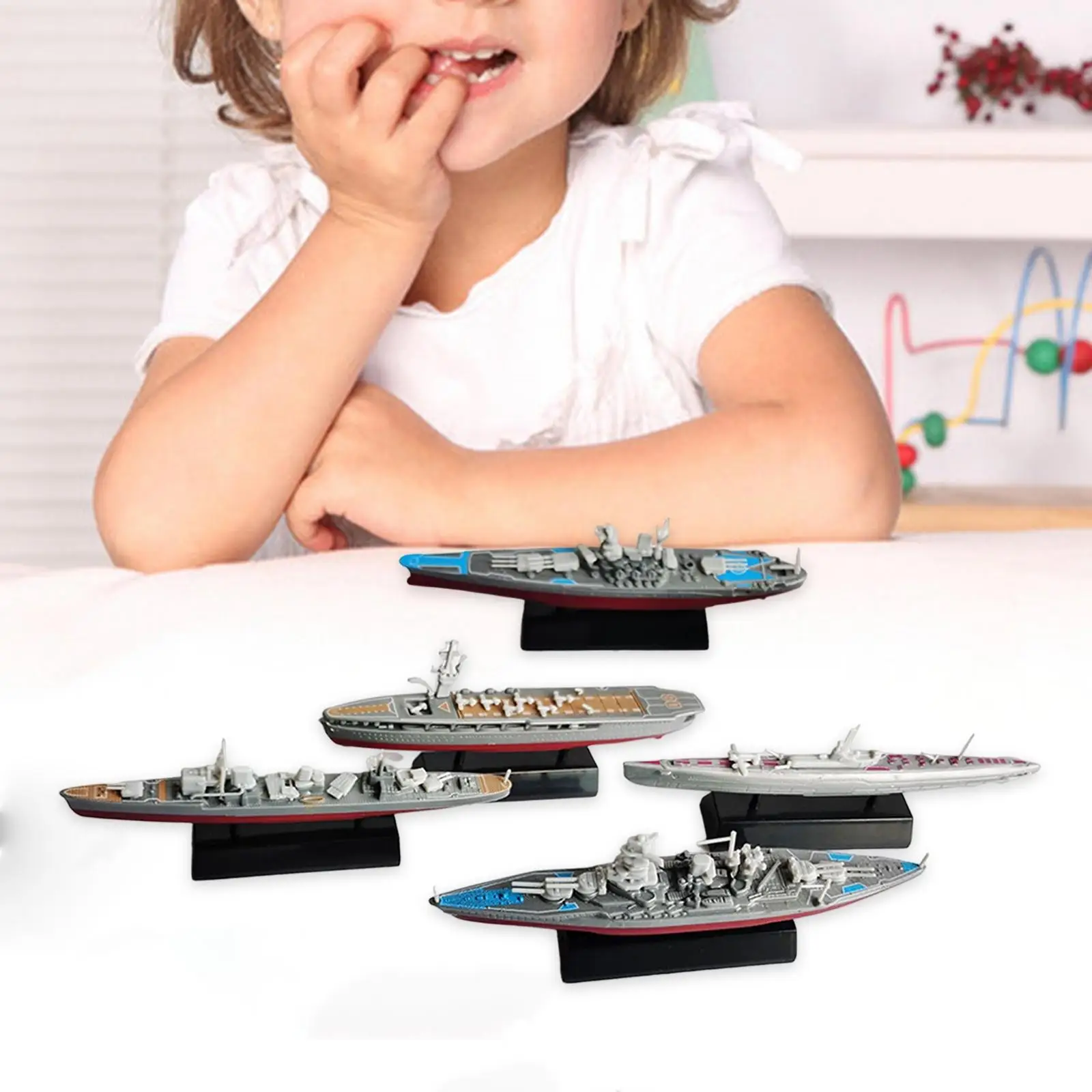 5Pcs Simulation Warship Watercraft Model Ornaments Miniature for Boys Girls