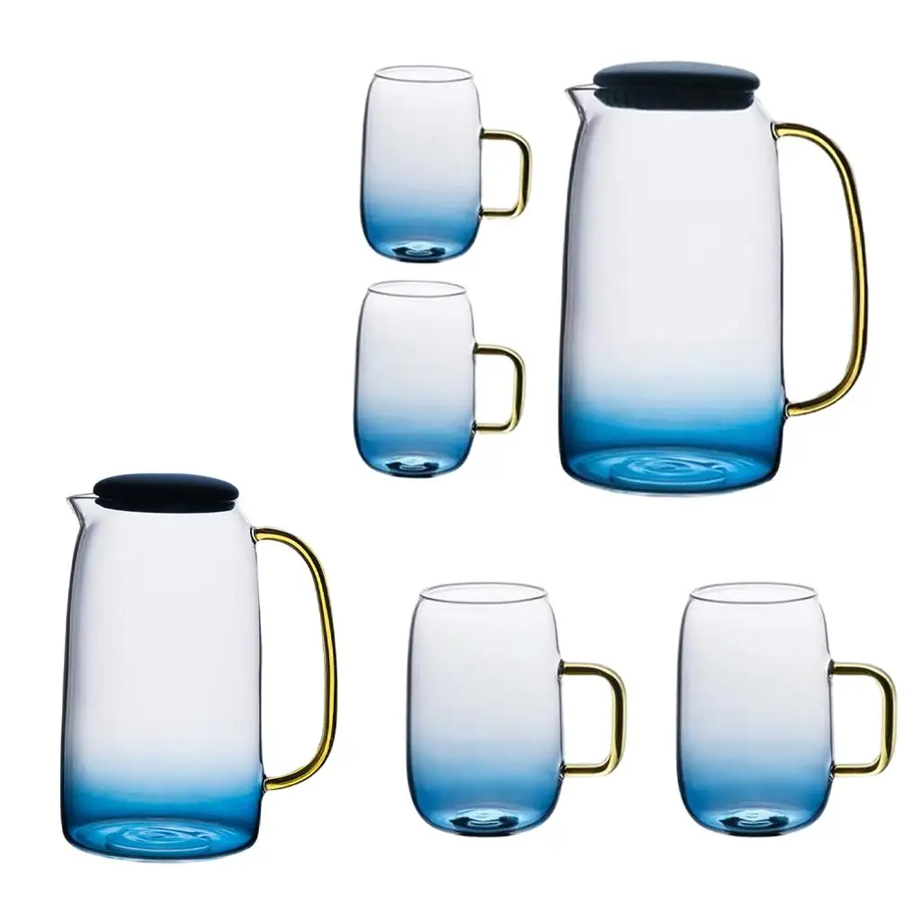Beverage Water Drinking Cup, Tumblers Cold Water Carafe Jug with Handle for Homemade Juice Lemonade Iced Tea Resistant