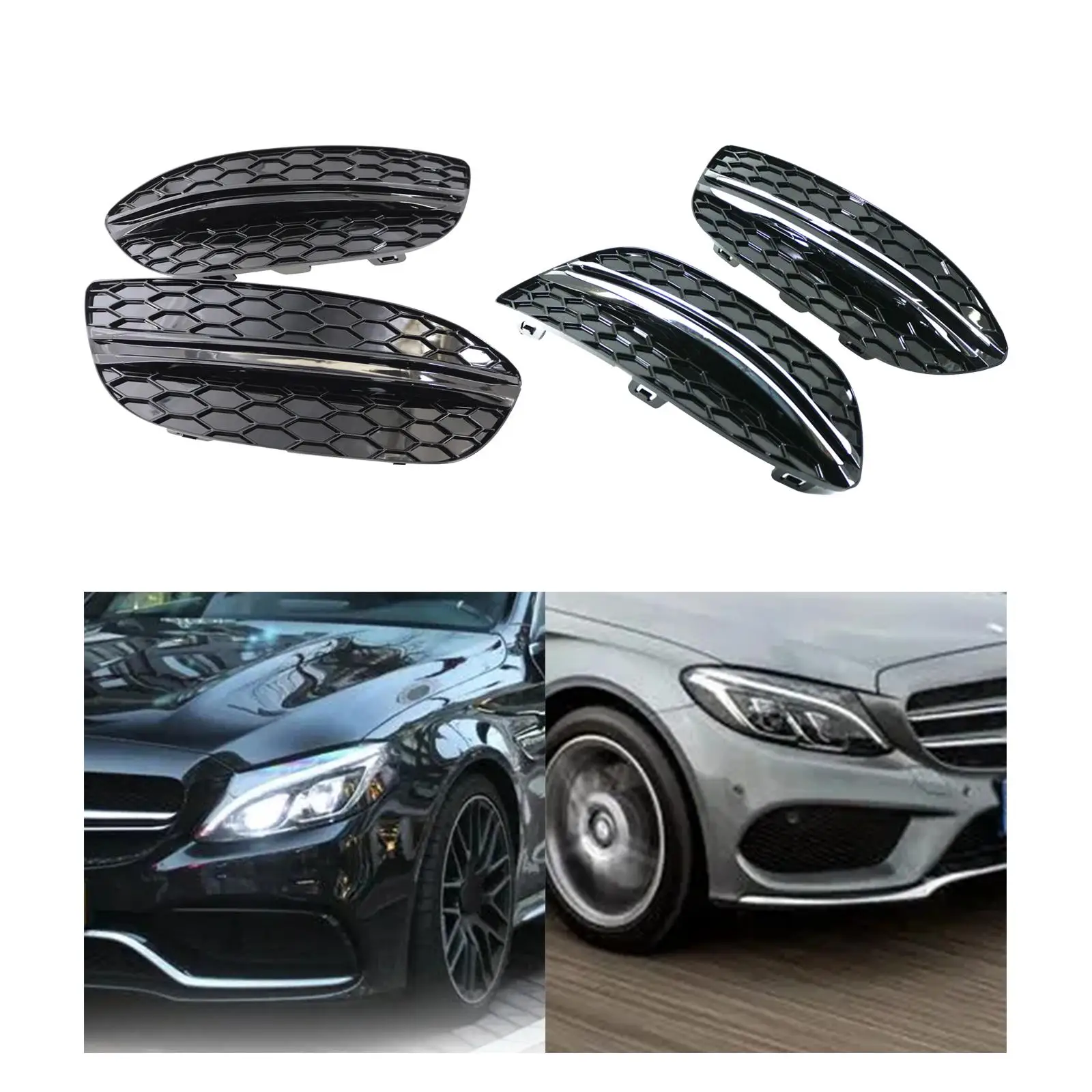 2Pcs Fog Lamp Cover Set Replacement for Mercedes C Class W205