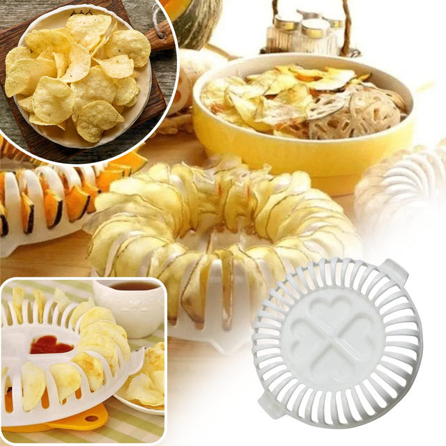 Microwave Oven Fat Potato Chips Maker Apple Fruit Crisp Chip Slicer Snack  Diy Set Tray Kitchen Tool