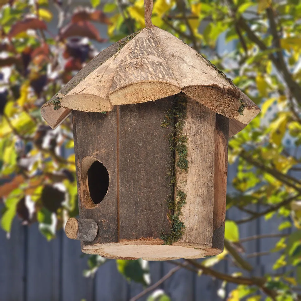 Wooden Bird Nest Natural Decor Mini Hummingbird House Bird House for Home