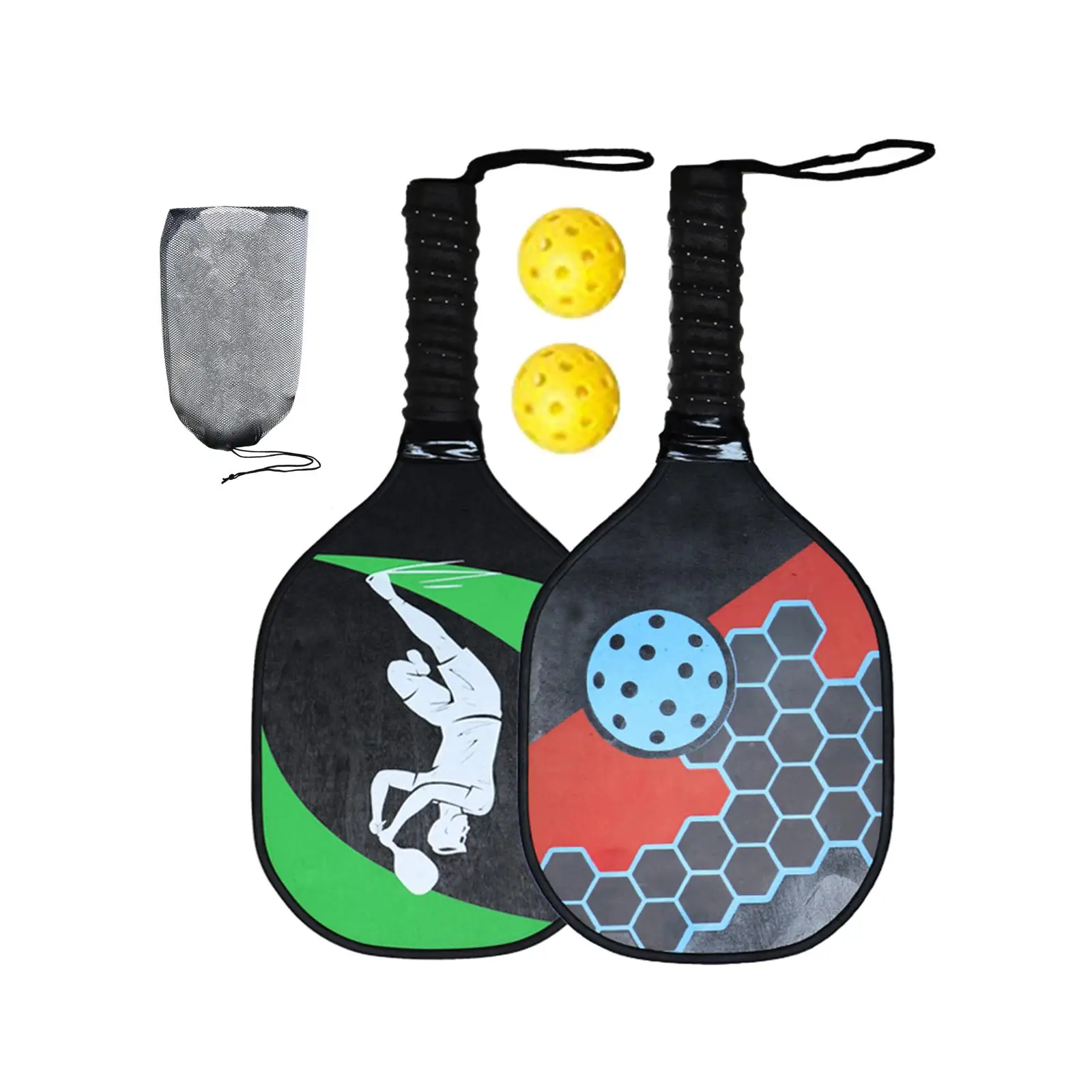 Wood Pickleball Paddles Beginner Racket for Families with Mesh Carry Bag