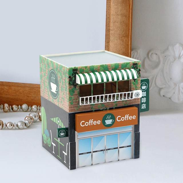 1:64 Simulation Cafe Decorative Multipurpose Collection Miniature Coffee Shop for Micro Landscape Scene Layout Props Girls Boys