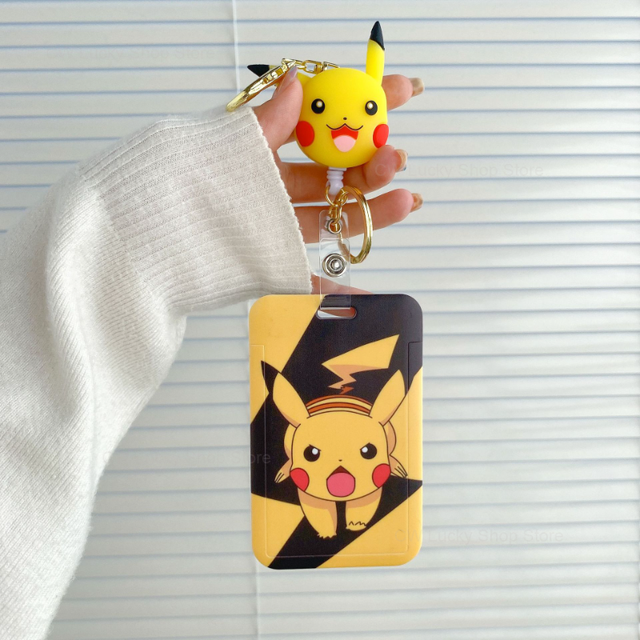 Pokemon Pikachu Psyduck Cartoon Retractable ID Lanyard Cute Badge Reel Name  Tag Card Holder Clip Doctor Nurse Credential Holder