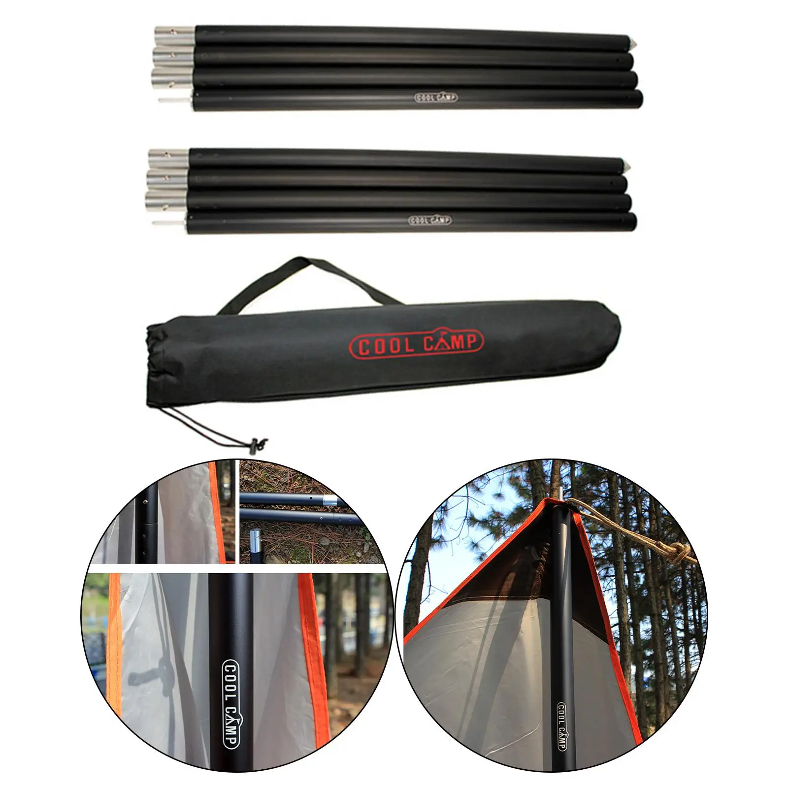 33mm Aluminum Tarp Poles Adjustable for Camping, Awnings,Shelters ,Made of High Strength Aluminum Alloy