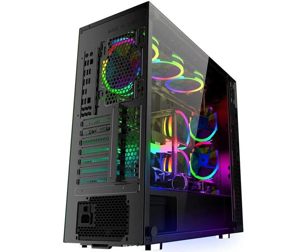 Ventilador de refrigeración de PC con carcasa de ordenador, Enfriador de ordenador con LED RGB ajustable de 120mm, silencioso + mando a distancia IR, para CPU