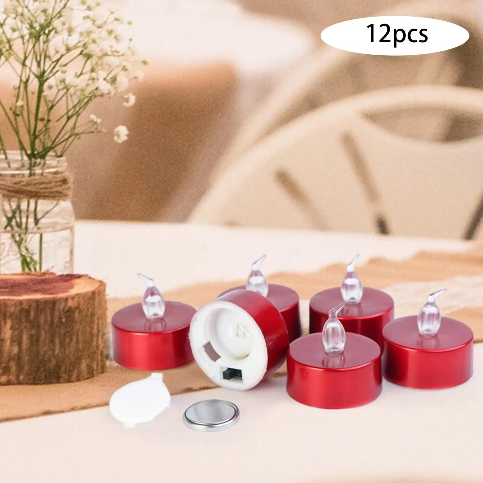 12Pcs Mini Candle Lights Fall Festival Decorations Halloween Ceremonies Valentine`S Day Battery Operated Home Party Supplies