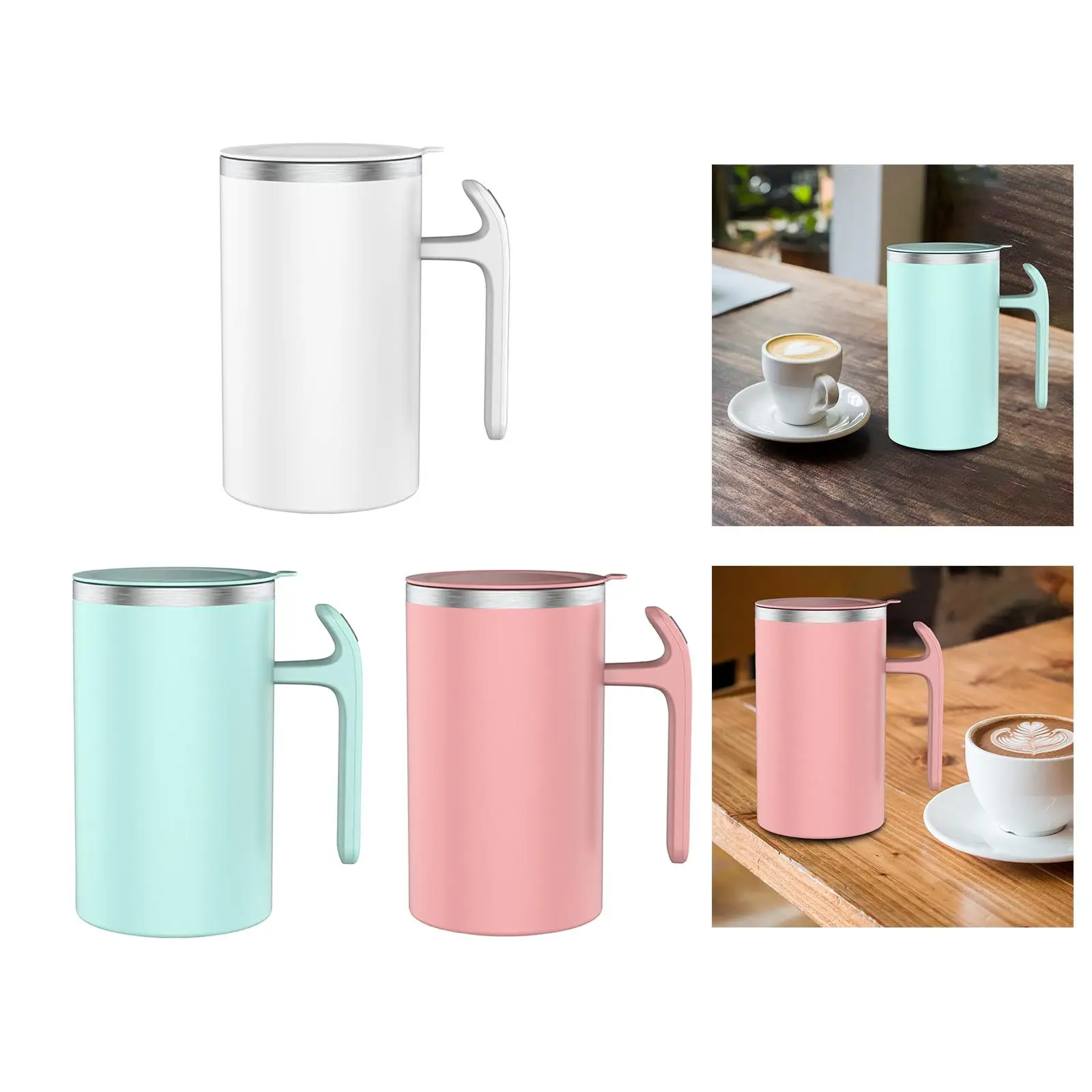 Milk Juice Coffee Cup Multipurpose Stainless Steel Beverage Self Mixing Coffee Mug for Bedroom Hiking Car Backpacking Travel