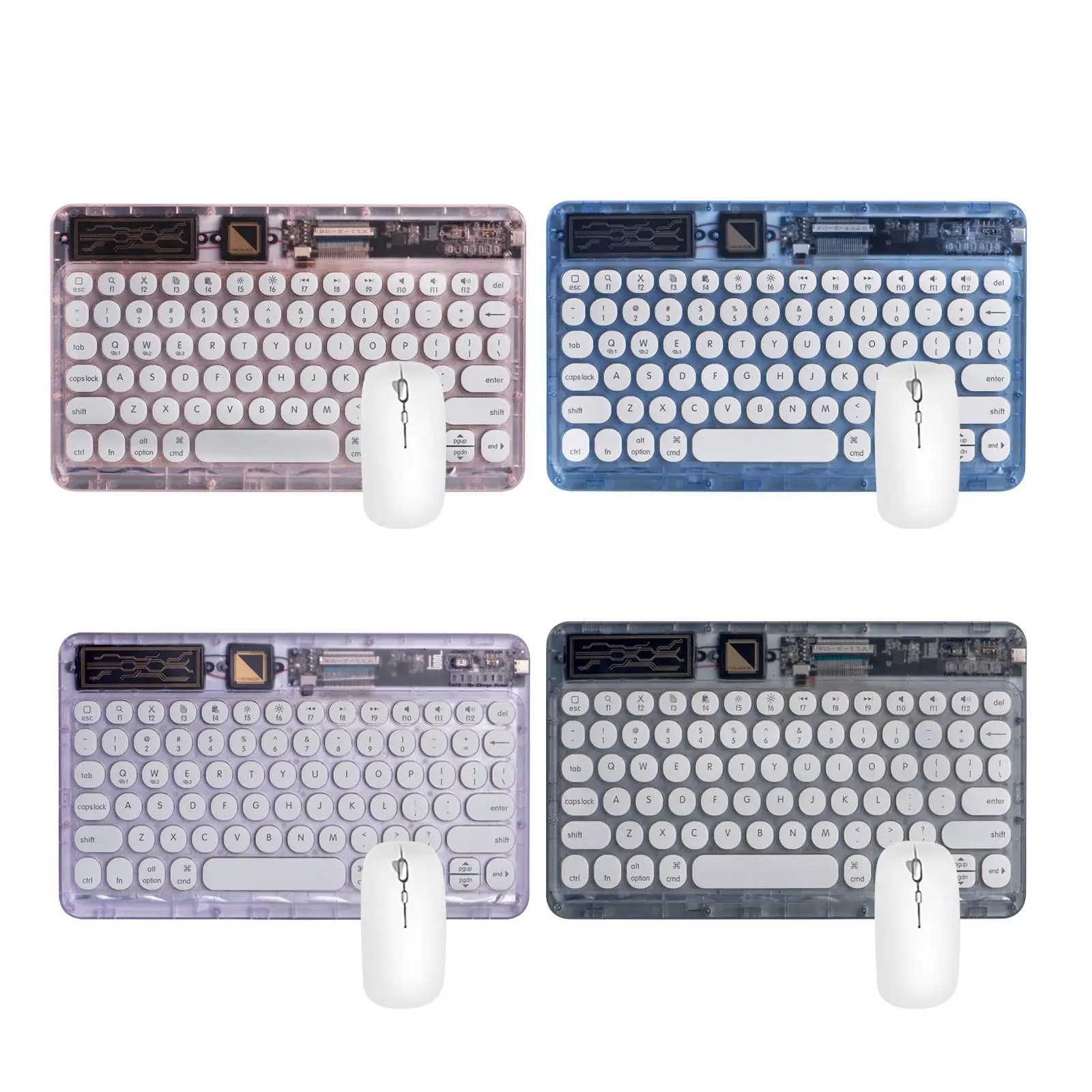 Wireless Gaming Keyboard Mouse PC Gamer Professional Office Transparent Mute