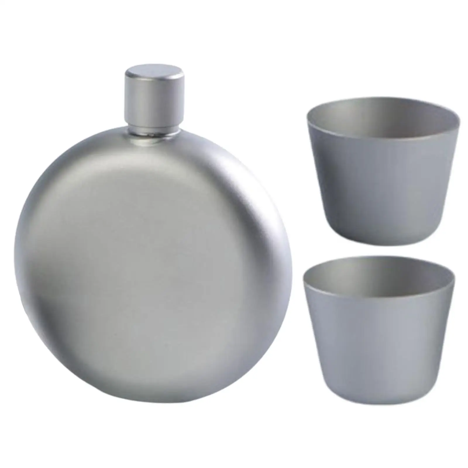 150ml Leakproof Titanium Flask Alcohol Whisky Wine Flask with Cups for Outdoor Camping Backpacking Travel Picnic