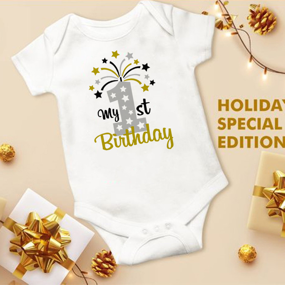 Mein 1. Geburtstag Neugeborenen Stram pler Sommer Säugling Körper Kleinkind kurze Prinz Ärmel Overall Baby Jungen Geburtstags feier Outfit Kleidung – Detail 29
