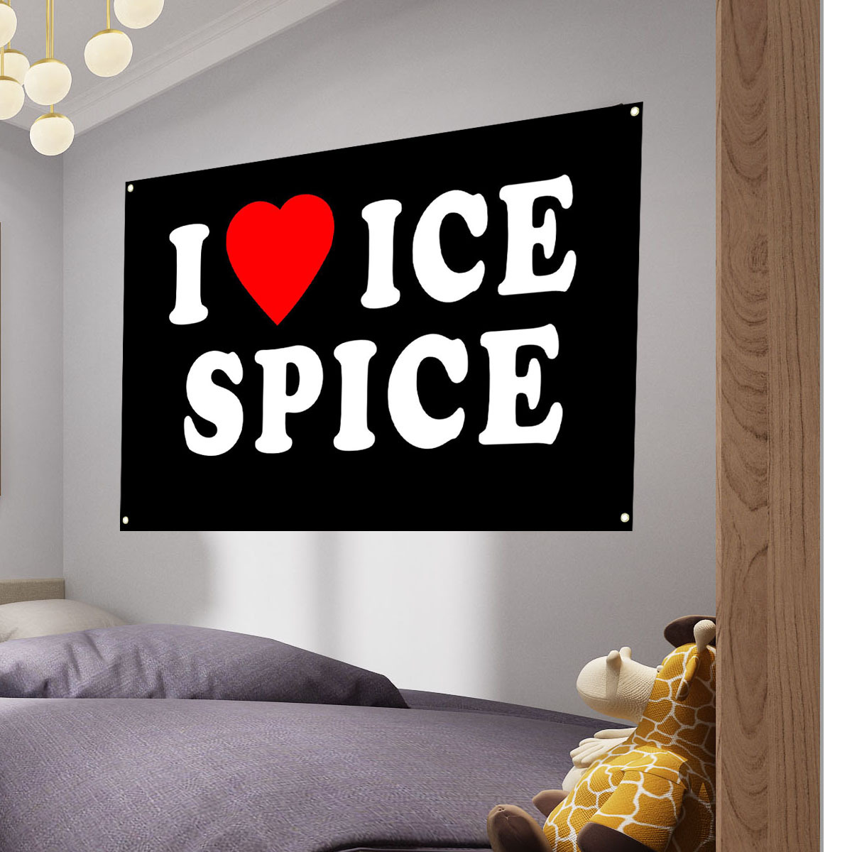 Настенный гобелен с надписью «I Love Ice Spice», 3x5 футов, 90x150 см