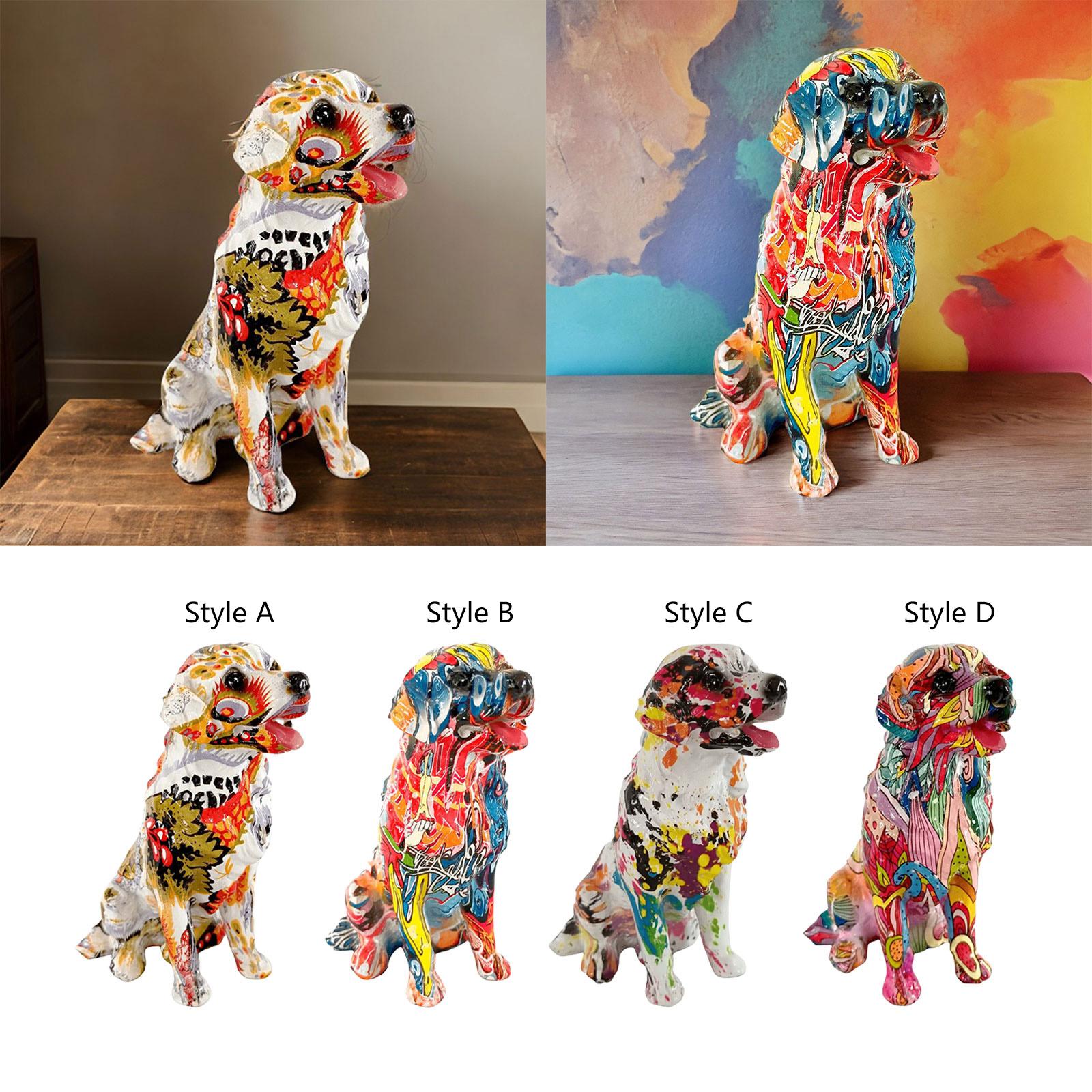 Resin Crafts Ornament Colorful Dog Statues Graffiti Figurines Sculpture for Living Room Dining Room Fireplace Bedroom Indoor https://ae03.alicdn.com/kf/S4671556a94a0458aae40b25347e2d8deN.jpg