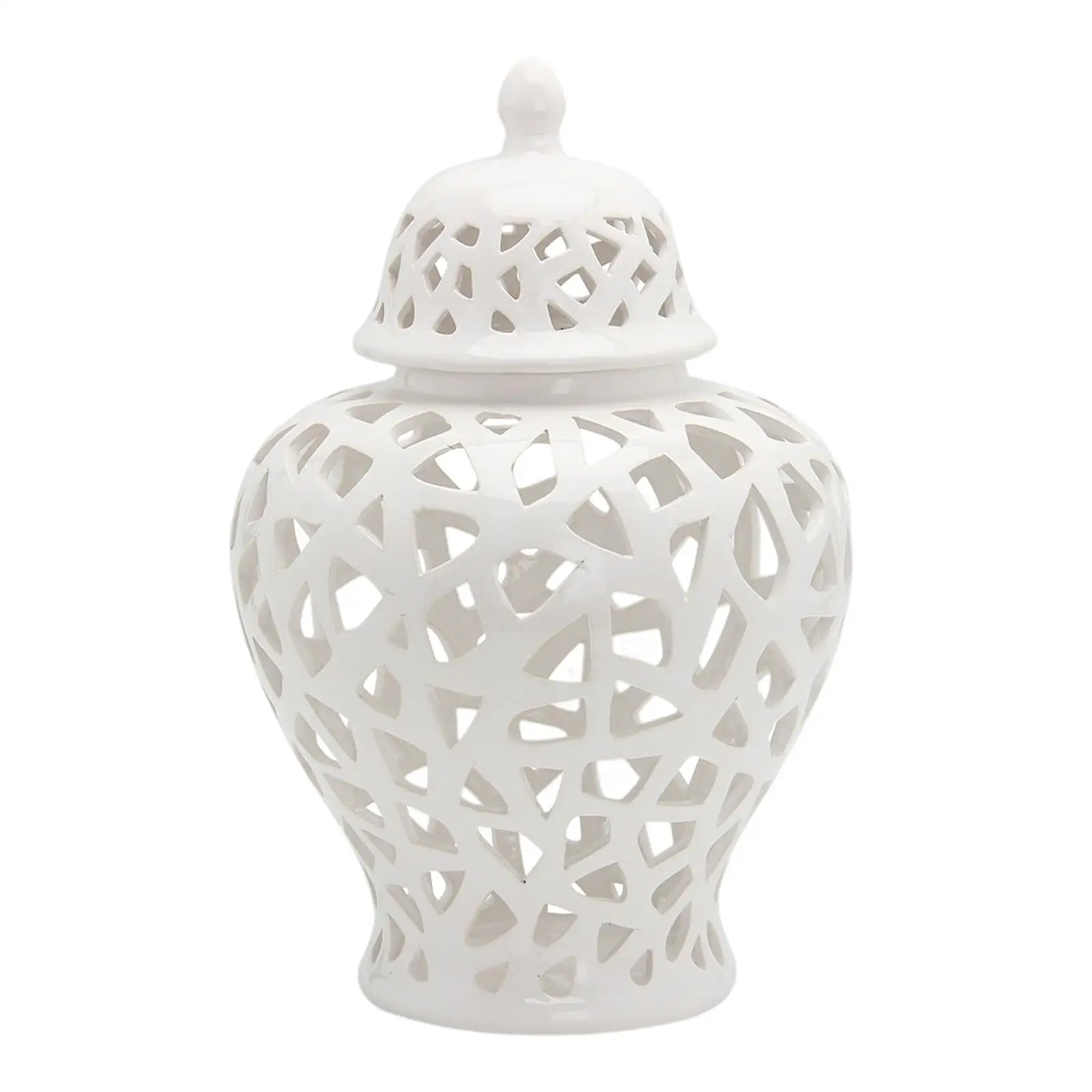 White Ginger Jar Centerpiece Ceramic Vase Decorative Porcelain Jar for Home